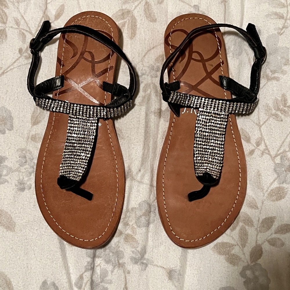 J. Renee Rhinestone Crystal ❤️ Sandals 🩴 size 9.5